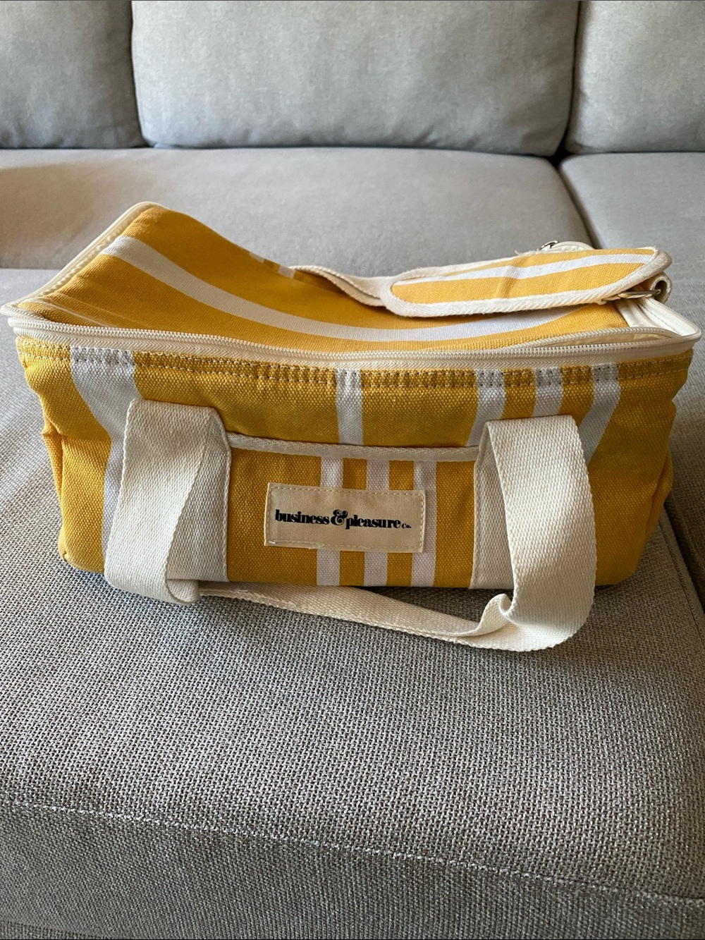 Business & Pleasure Yellow & Cream Striped Lunch Drinks Cooler